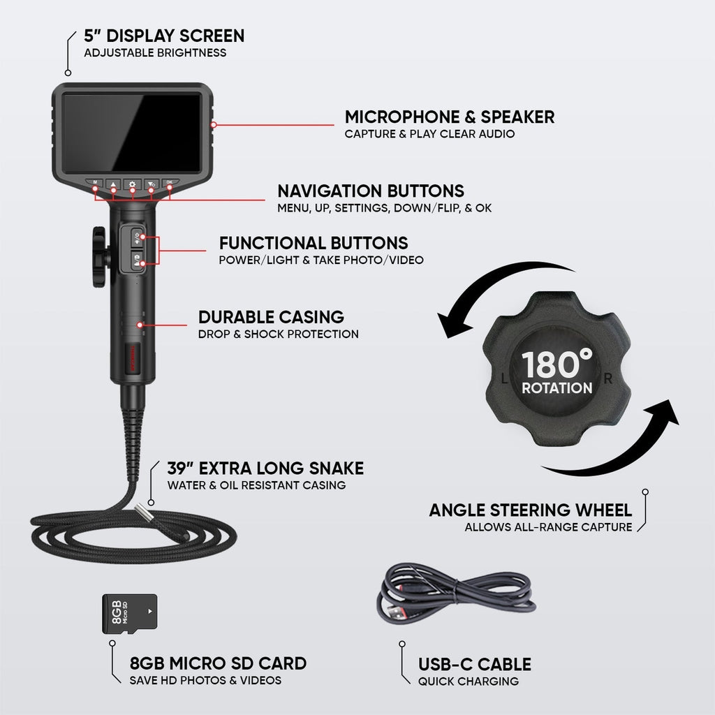 Thinkcar ES401 Automotive Inspection Camera - HD Digital Endoscope with LED Light