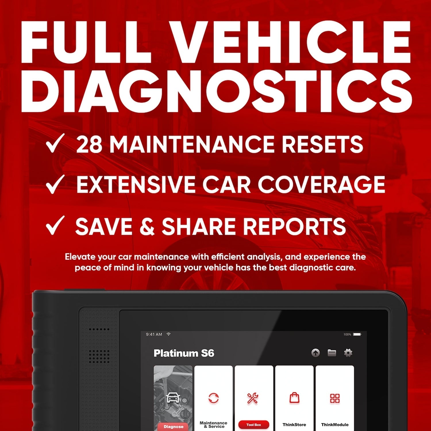 Thinkcar Platinum S6 6-Inch Automotive Diagnostic Scanner - Professional OBD2 Tool with 28 Maintenance Reset Functions