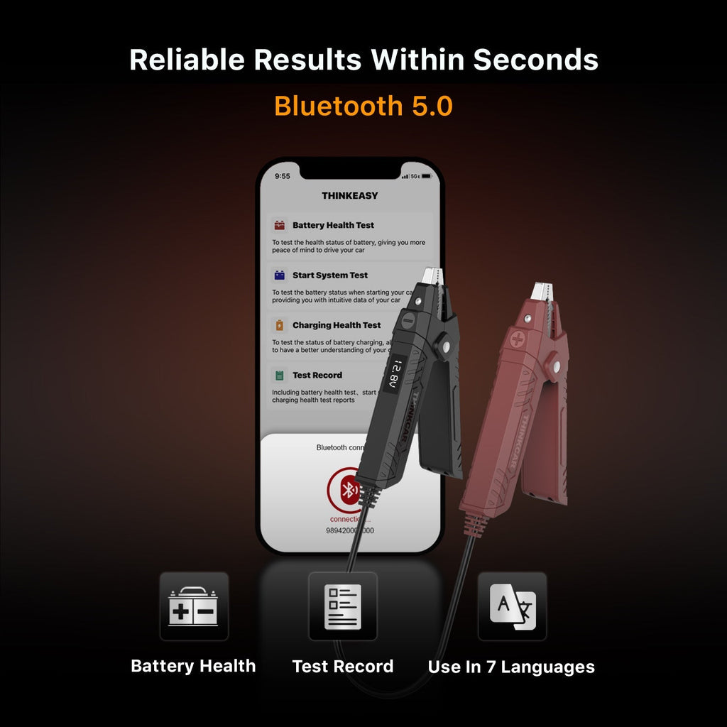 Thinkcar ThinkEasy V2 - Car Battery Tester with Bluetooth 5.0 + App Automotive Alternator Tester